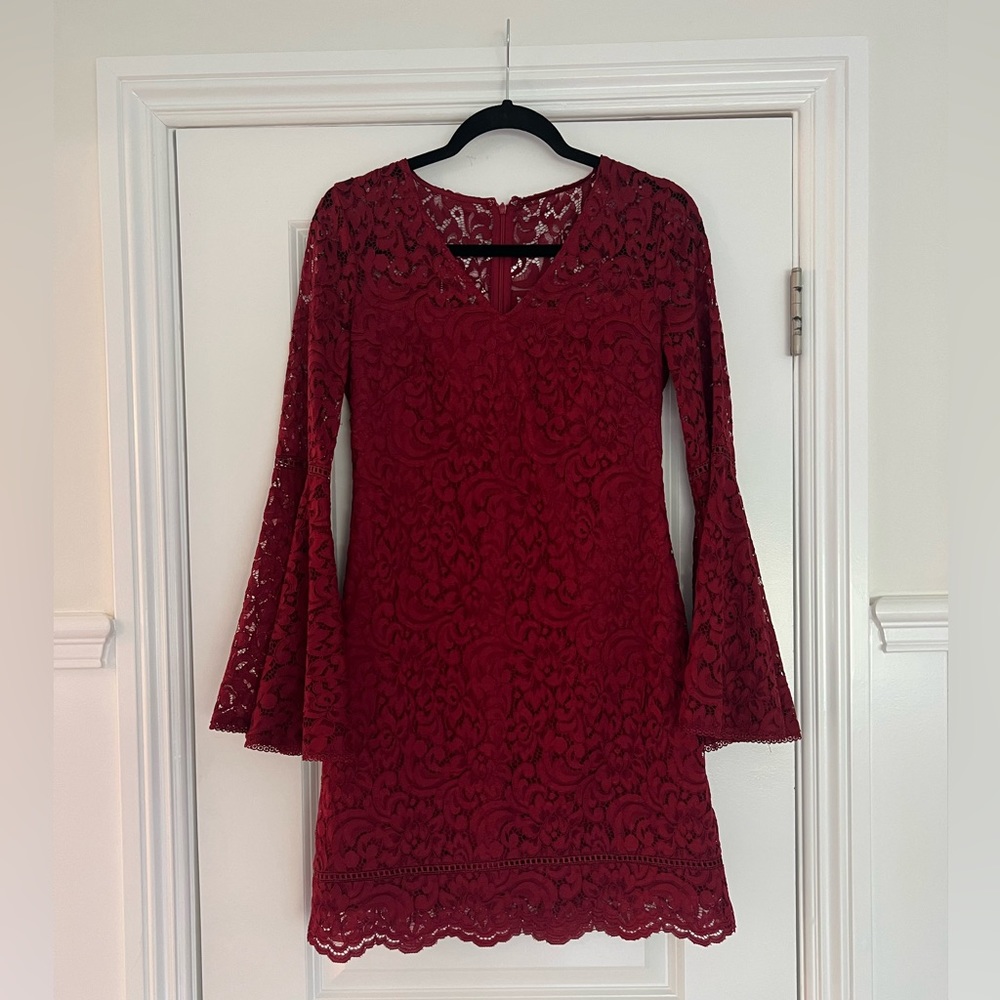 White House Black Market Red Dress with Belle Sleeves